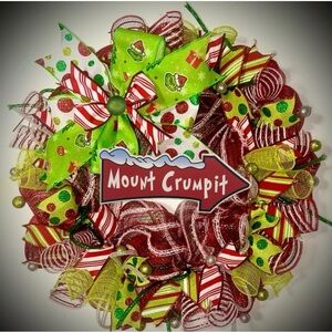 Grinch Christmas wreath XL 22 inch handmade grinch decorations Whoville